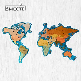 Карта настенная деревянная - фото №2