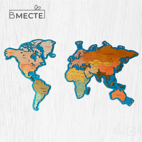 Карта настенная деревянная - фото №2