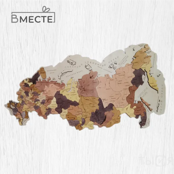 Карта настенная деревянная - фото №1