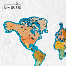 Карта настенная деревянная - фото №3