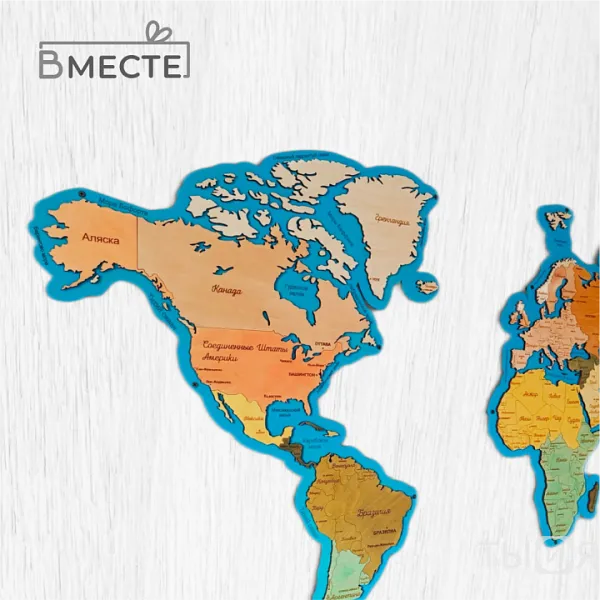 Карта настенная деревянная - фото №3